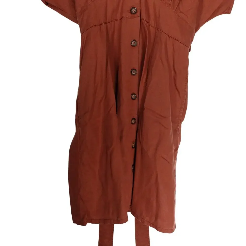 Quince Rust Button-Front Mini Dress - Picture 5 of 10